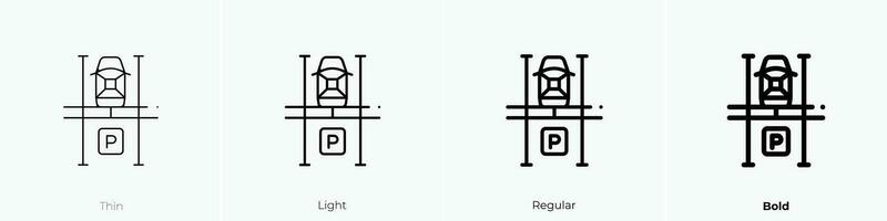 parking lot icon. Thin, Light, Regular And Bold style design isolated on white background vector