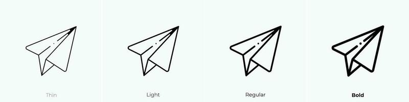 paper plane icon. Thin, Light, Regular And Bold style design isolated on white background vector