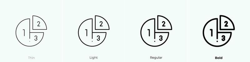 pie chart icon. Thin, Light, Regular And Bold style design isolated on white background vector