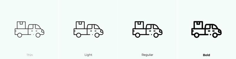 pickup truck icon. Thin, Light, Regular And Bold style design isolated on white background vector