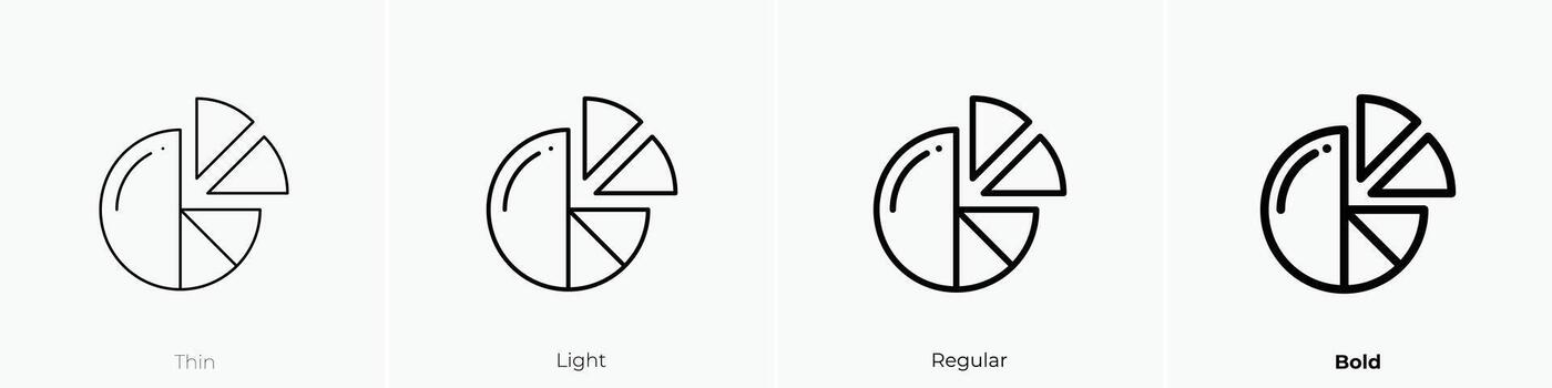 pie chart icon. Thin, Light, Regular And Bold style design isolated on white background vector