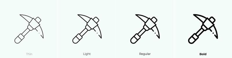 pickaxe icon. Thin, Light, Regular And Bold style design isolated on white background vector