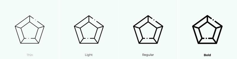 pentágono icono. delgado, luz, regular y negrita estilo diseño aislado en blanco antecedentes vector