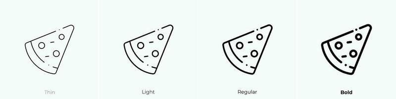 Pizza icono. delgado, luz, regular y negrita estilo diseño aislado en blanco antecedentes vector