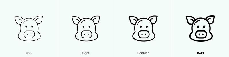 pig icon. Thin, Light, Regular And Bold style design isolated on white background vector