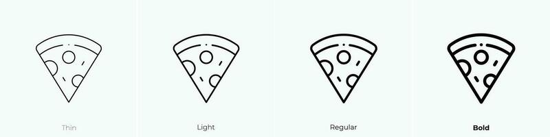 Pizza rebanada icono. delgado, luz, regular y negrita estilo diseño aislado en blanco antecedentes vector