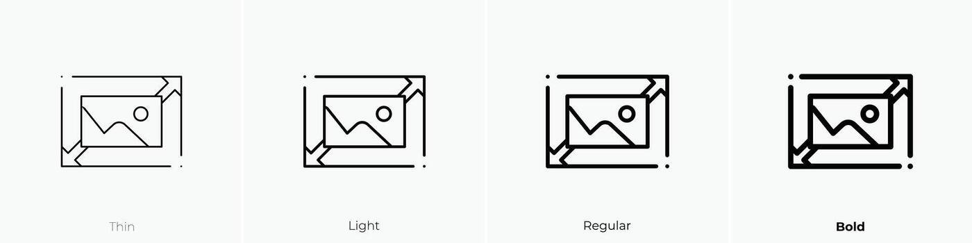 picture size icon. Thin, Light, Regular And Bold style design isolated on white background vector