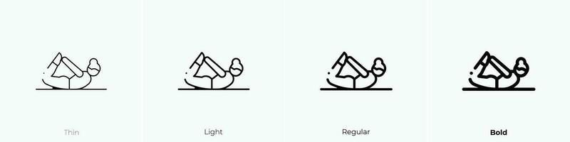 pilates icon. Thin, Light, Regular And Bold style design isolated on white background vector