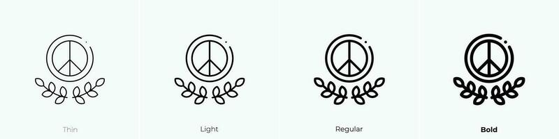 peace symbol icon. Thin, Light, Regular And Bold style design isolated on white background vector