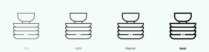 platos icono. delgado, luz, regular y negrita estilo diseño aislado en blanco antecedentes vector