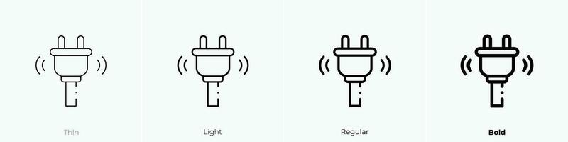 plug icon. Thin, Light, Regular And Bold style design isolated on white background vector