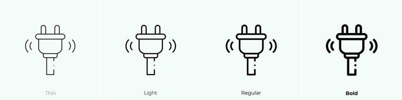 plug icon. Thin, Light, Regular And Bold style design isolated on white background vector