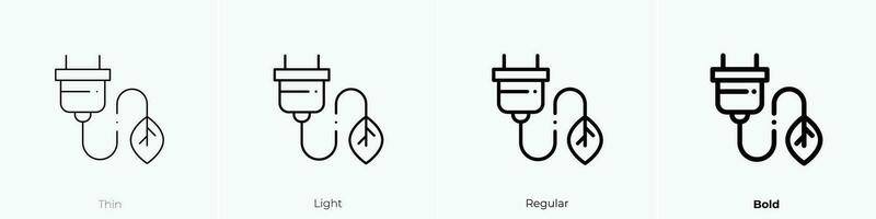 plug icon. Thin, Light, Regular And Bold style design isolated on white background vector