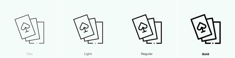 playing cards icon. Thin, Light, Regular And Bold style design isolated on white background vector