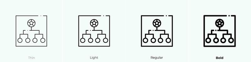 eliminatoria icono. delgado, luz, regular y negrita estilo diseño aislado en blanco antecedentes vector