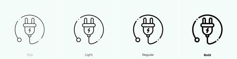 plug icon. Thin, Light, Regular And Bold style design isolated on white background vector