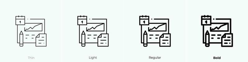 planning icon. Thin, Light, Regular And Bold style design isolated on white background vector