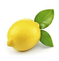 AI generated Lemon with leaf isolated on white background. AI Generated photo