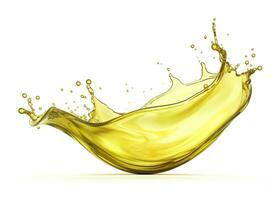 AI generated Olive or engine oil splash, cosmetic serum liquid isolated on white background. Generative AI photo