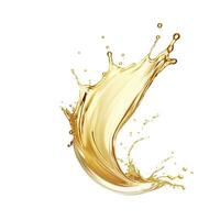 AI generated Golden Oil or Cosmetic essence splash isolated on white background, 3d illustration. AI Generated photo