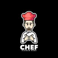 Cute chef kids mascot logo vector