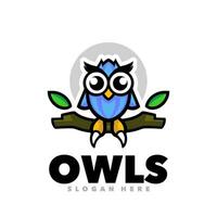 Cute owl funny mascot logo vector