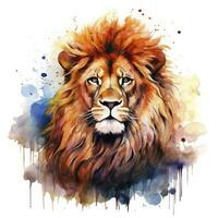 AI generated Watercolor Lion on a white background. For T-shirt Design. AI Generated photo