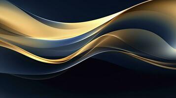 AI generated Gold and navy blue waves abstract. AI Generated. photo