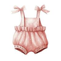 AI generated Pink baby girl romper in watercolors on a white background. AI Generated photo