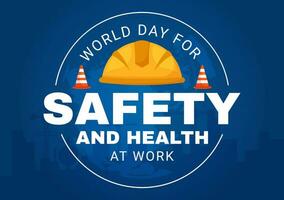 World Day for Safety and Health at Work Vector Illustration on April 28 with Mechanic Tool and Construction Helmet in Flat Cartoon Background