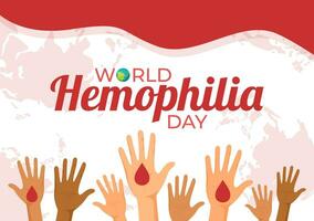 World Hemophilia Day Vector Illustration on April 17 with Red Bleeding Blood and Earth Map for Awareness Healthcare in Cartoon Background Design