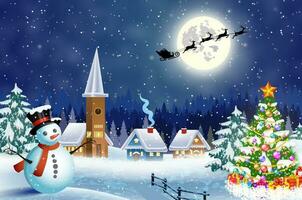 snowy village landscape vector