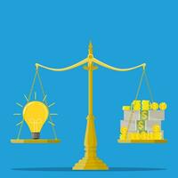 idea y dinero apilar equilibrar en Libra. vector