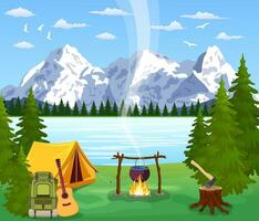 Vector flat illustration camping.