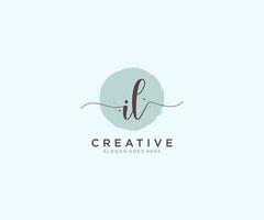 initial IL Feminine logo beauty monogram and elegant logo design, handwriting logo of initial signature, wedding, fashion, floral and botanical with creative template. vector