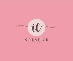 initial IC Feminine logo beauty monogram and elegant logo design, handwriting logo of initial signature, wedding, fashion, floral and botanical with creative template. vector