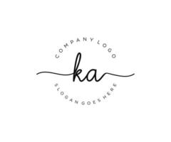 initial KA Feminine logo beauty monogram and elegant logo design, handwriting logo of initial signature, wedding, fashion, floral and botanical with creative template. vector