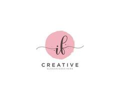 initial IF Feminine logo beauty monogram and elegant logo design, handwriting logo of initial signature, wedding, fashion, floral and botanical with creative template. vector