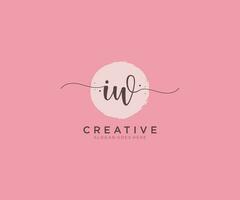 initial IW Feminine logo beauty monogram and elegant logo design, handwriting logo of initial signature, wedding, fashion, floral and botanical with creative template. vector