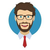 Man character face avatar in glasses. vector