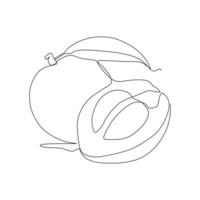 Continuous one single line drawing of plum fruit icon vector illustration concept