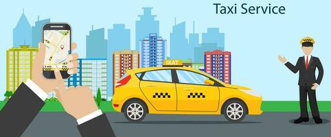 Taxi driver. yellow taxi vector