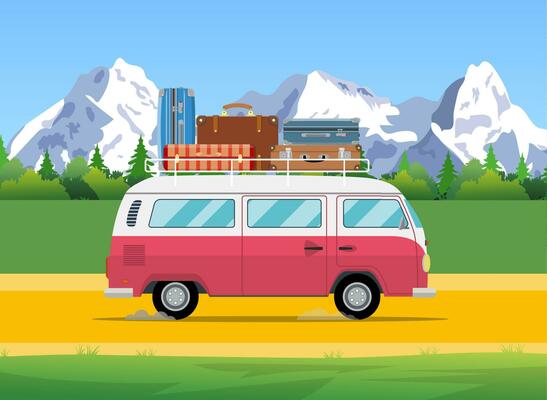 web banner on the theme of Road trip,