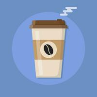 Plastic coffee cup with hot coffee vector