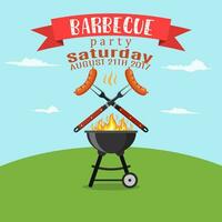 Invitation card on the barbecue. vector