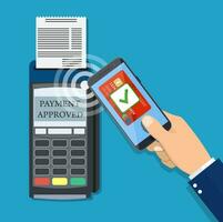 Payments using terminal and smartphone vector