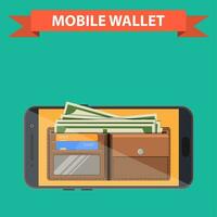 digital mobile wallet vector