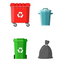 Can container, bag and bucket for garbage. vector