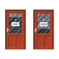 Door marked open and closed vector