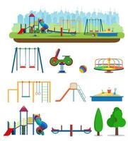 Kids playground. Buildings for city construction. vector